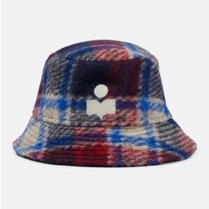 Isabel Marant Checkered Wool Hat Unisex Size 58 Like New